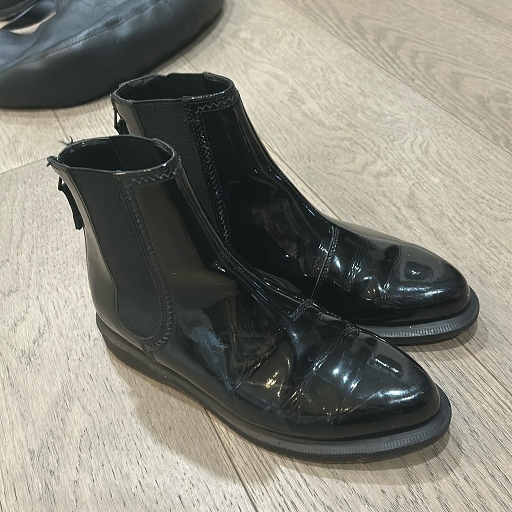 Dr Martens patent leather boots.